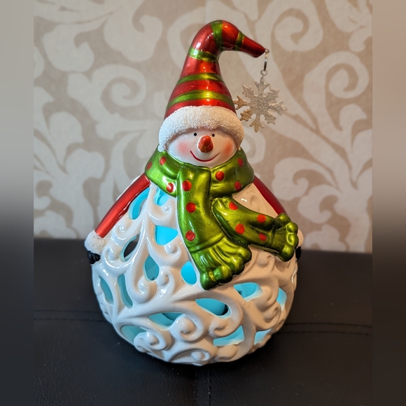 QVC Home Reflections Snowman Luminary w/Flameless Candle & Timer - Picture 3 of 7